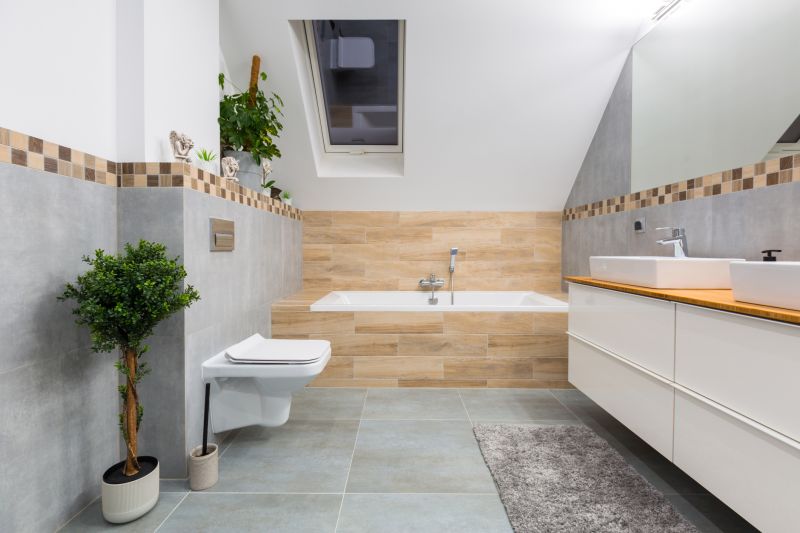 Bathroom with Recessed Lighting and Skylight